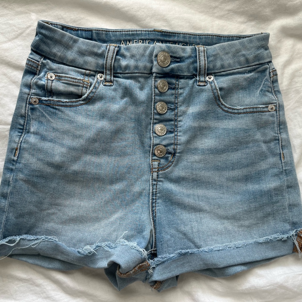 High-rise button fly denim shorts
